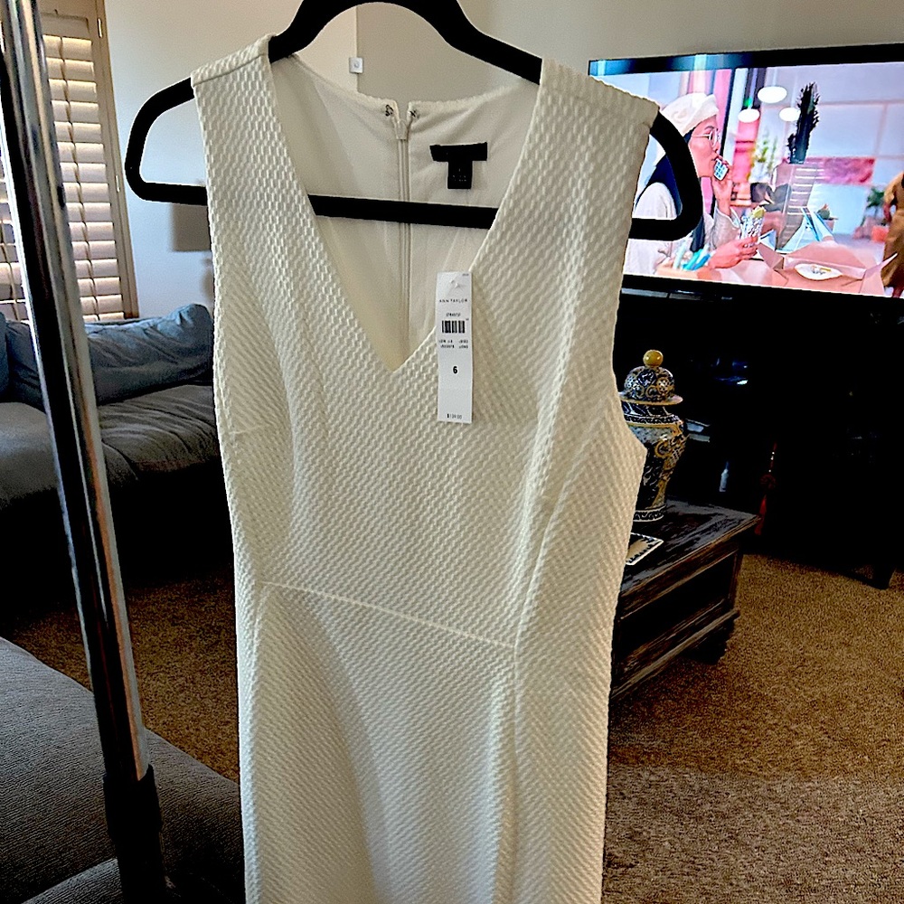 New Ann Taylor dress with lining inside and an opening in the back.  V- neck.